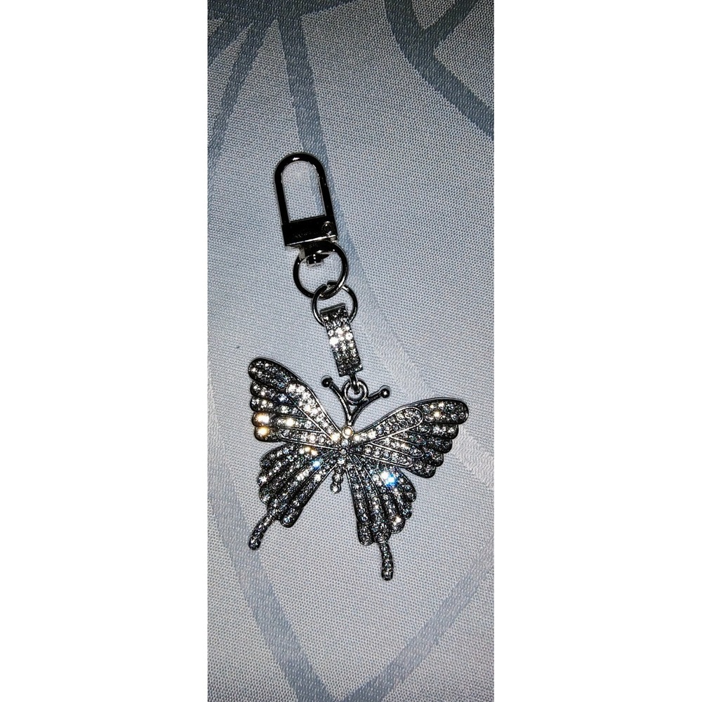 Beautiful Butterfly Rhinestone Key Chain Purse Backpack Charm Keychain - Picture 2 of 5